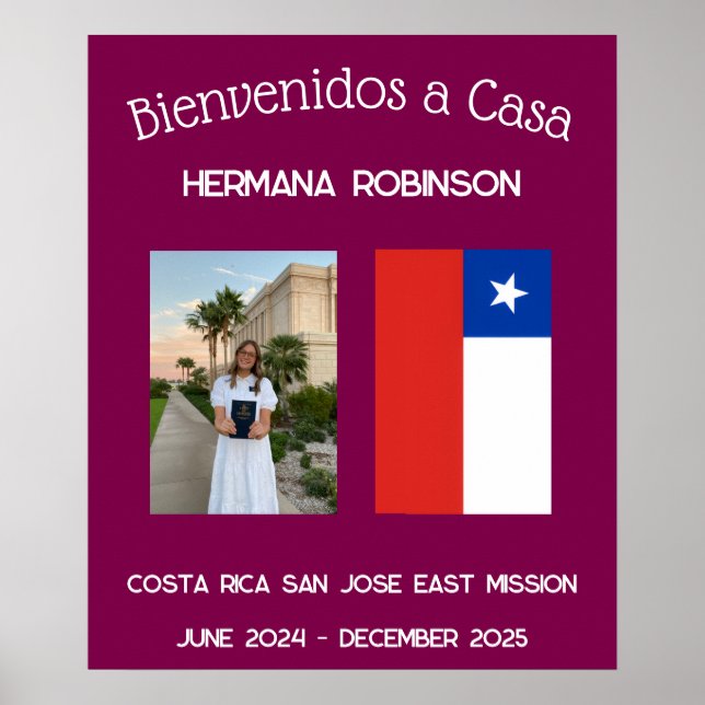 LDS Missionary Welcome Home Custom Spanish Poster  (Devant)