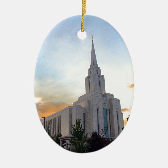 LDS mormon Oquirrh Mountain Utah temple Ceramic Ornament (Front)