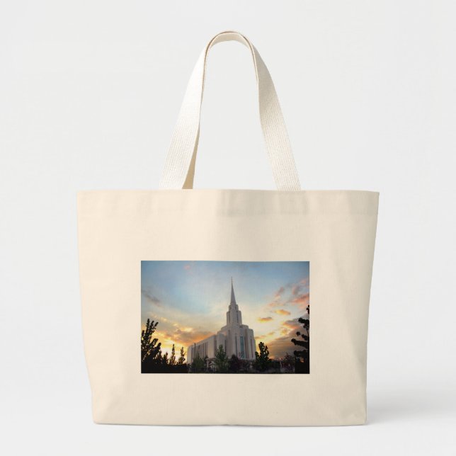LDS mormon Oquirrh Mountain Utah temple Large Tote Bag (Front)