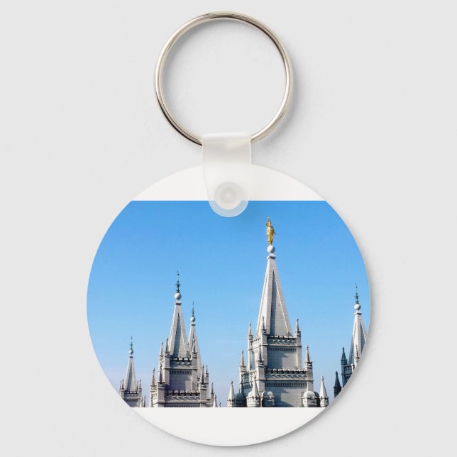 lds salt lake city temple angel moroni keychain (Front)
