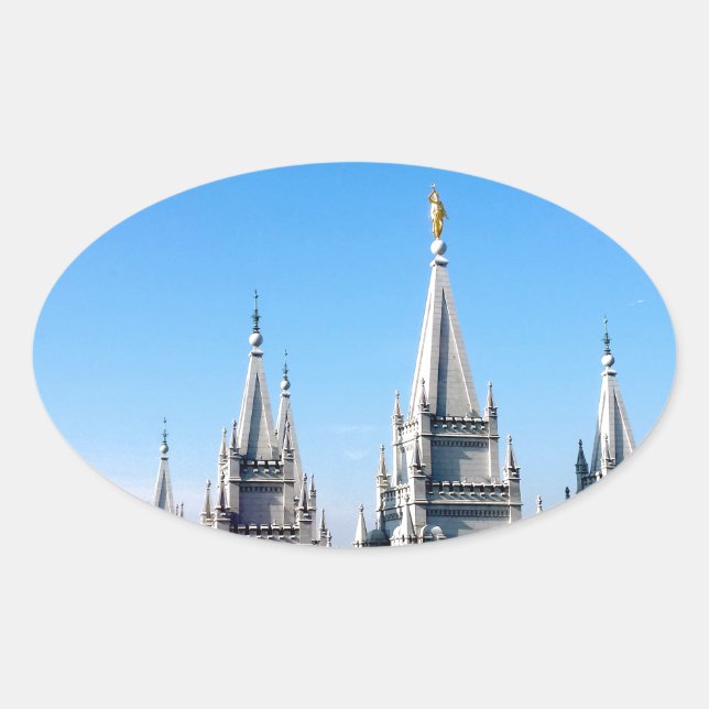 lds salt lake city temple angel moroni oval sticker (Front)
