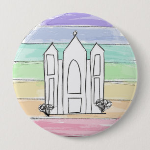 LDS Salt Lake City Temple rainbow sunset mormon  4 Inch Round Button