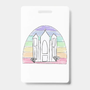 LDS Salt Lake City Temple rainbow sunset mormon  Badge