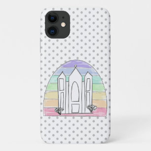 LDS Salt Lake City Temple rainbow sunset mormon iPhone 11 Case
