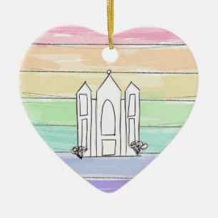LDS Salt Lake City Temple rainbow sunset mormon  Ceramic Ornament