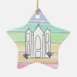 LDS Salt Lake City Temple rainbow sunset mormon  Ceramic Ornament
