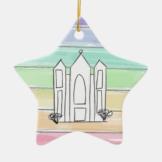 LDS Salt Lake City Temple rainbow sunset mormon  Ceramic Ornament (Front)