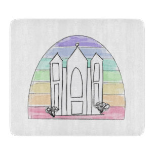 LDS Salt Lake City Temple rainbow sunset mormon  Cutting Board