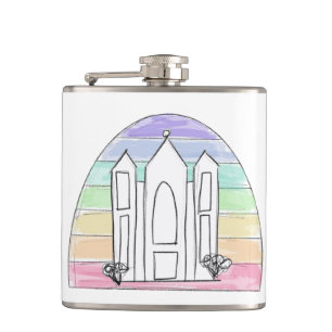 LDS Salt Lake City Temple rainbow sunset mormon  Hip Flask