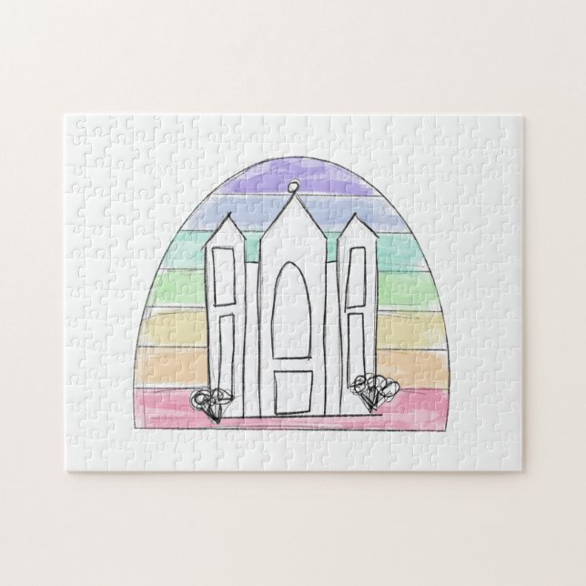 LDS Salt Lake City Temple rainbow sunset mormon  Jigsaw Puzzle (Horizontal)