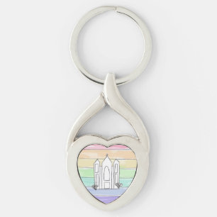 LDS Salt Lake City Temple rainbow sunset mormon  Keychain