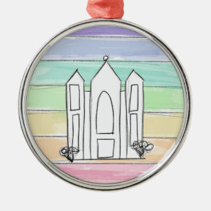 LDS Salt Lake City Temple rainbow sunset mormon  Metal Ornament