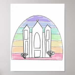 LDS Salt Lake City Temple rainbow sunset mormon Poster
