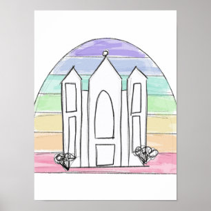 LDS Salt Lake City Temple rainbow sunset mormon  Poster