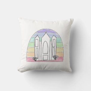 LDS Salt Lake City Temple rainbow sunset mormon Throw Pillow