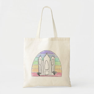 LDS Salt Lake City Temple rainbow sunset mormon Tote Bag