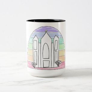 LDS Salt Lake City Temple rainbow sunset mormon Two-Tone Coffee Mug