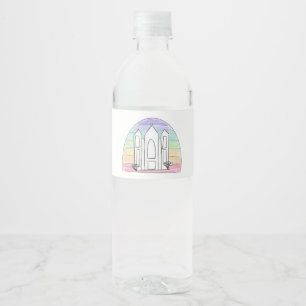 LDS Salt Lake City Temple rainbow sunset mormon Water Bottle Label