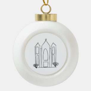 LDS Salt Lake City Temple simple modern mormon  Ceramic Ball Christmas Ornament
