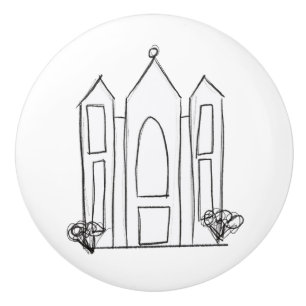 LDS Salt Lake City Temple simple modern mormon Ceramic Knob