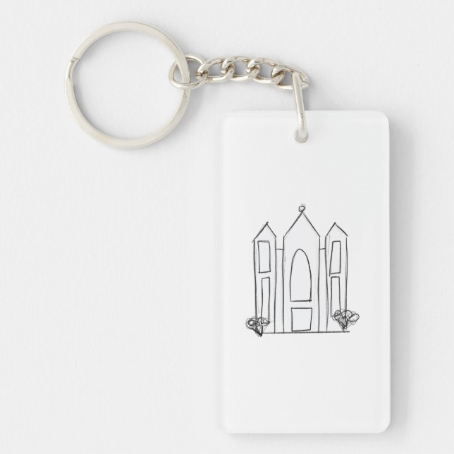 LDS Salt Lake City Temple simple modern mormon  Keychain (Front)