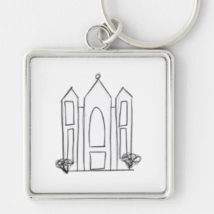 LDS Salt Lake City Temple simple modern mormon   Keychain