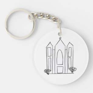 LDS Salt Lake City Temple simple modern mormon  Keychain