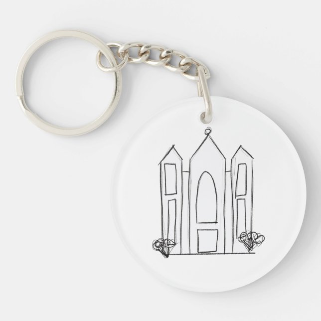 LDS Salt Lake City Temple simple modern mormon  Keychain (Front)