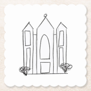 LDS Salt Lake City Temple simple modern mormon Paper Coaster
