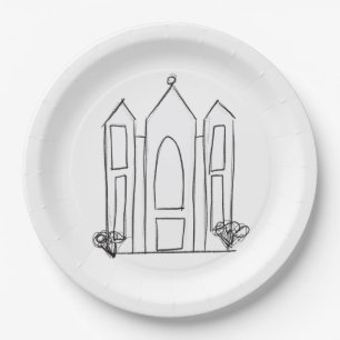 LDS Salt Lake City Temple simple modern mormon  Paper Plate