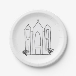 LDS Salt Lake City Temple simple modern mormon Paper Plate