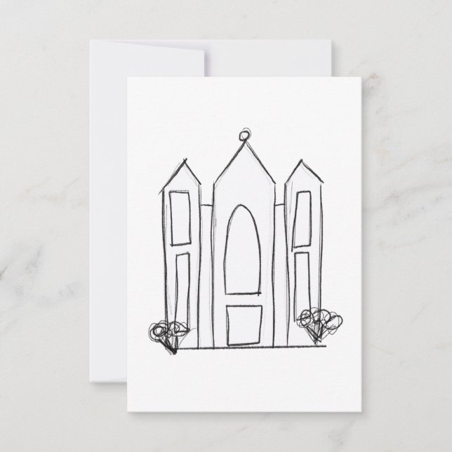 LDS Salt Lake City Temple simple modern mormon  RSVP Card (Front)