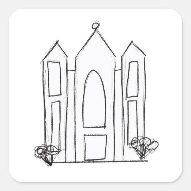 LDS Salt Lake City Temple simple modern mormon Square Sticker (Front)