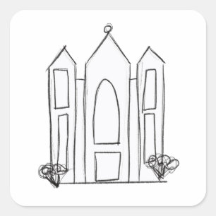 LDS Salt Lake City Temple simple modern mormon  Square Sticker