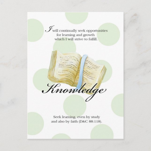 LDS YW Value Card - Knowledge (Front)