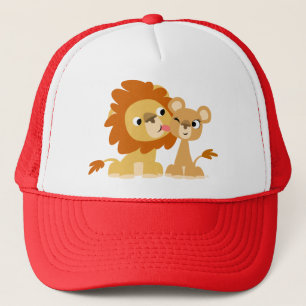 Le baiser : Casquette mignon de couples de lion de