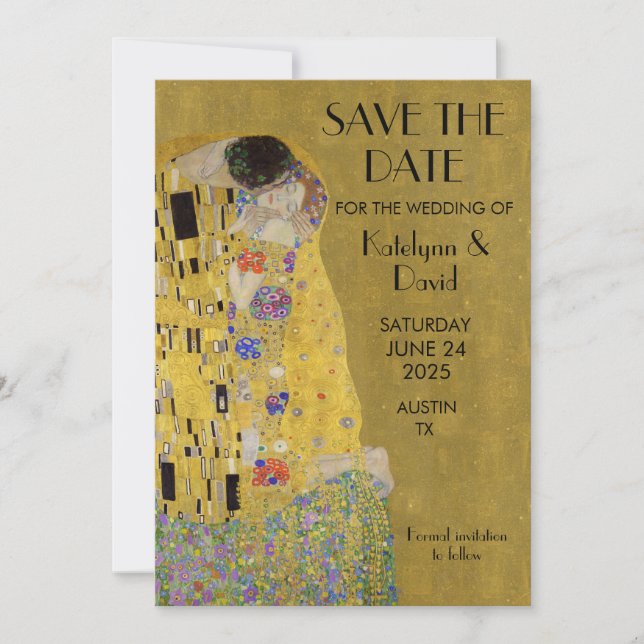 Le Baiser de Klimt - Art nouveau Carte de rappel (Devant)