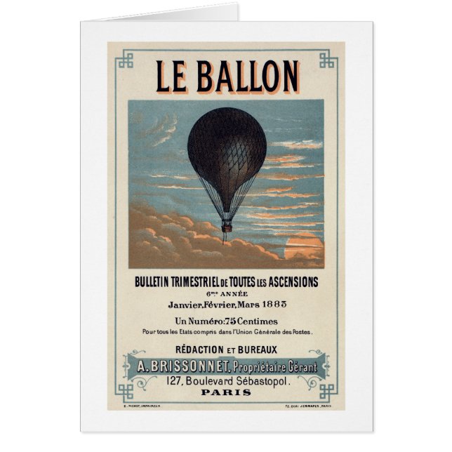 Le Ballon Toute Occasion Carte de voeux vierge (Devant)