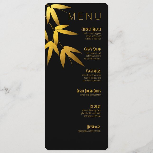 Le bambou fascinant de menu de dîner part du noir (Devant)
