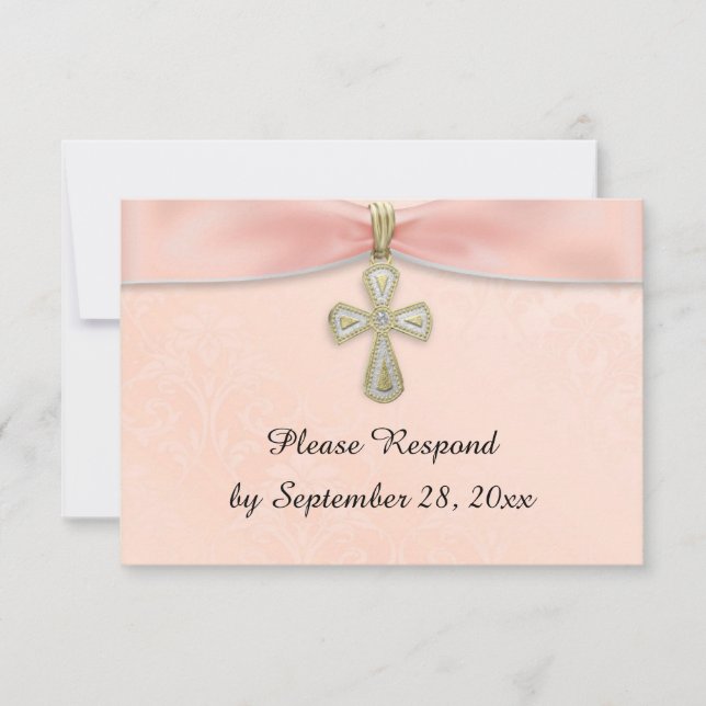 Le baptême de la fille rose Christening RSVP Répon (Devant)