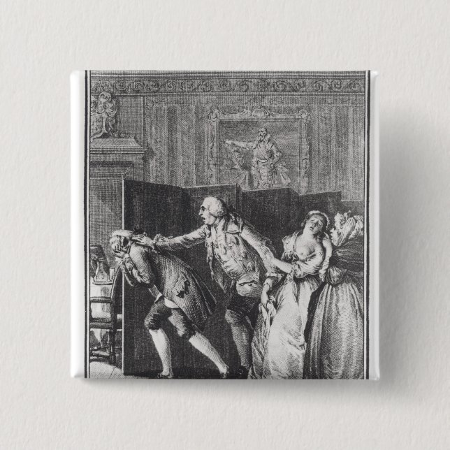 Le Baron chassa Candide du Chateau 2 Inch Square Button (Front)