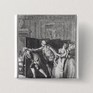 Le Baron chassa Candide du Chateau 2 Inch Square Button