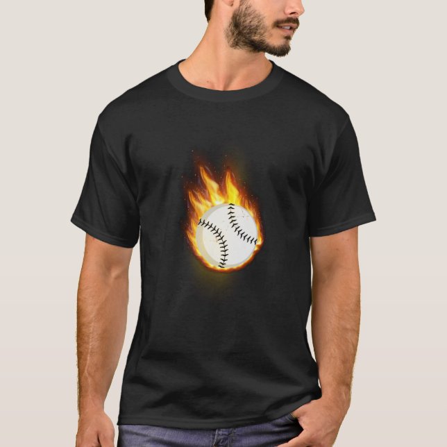Le baseball sur un t-shirt sport feu (Devant)