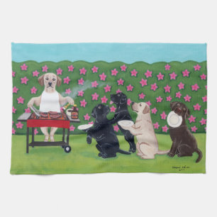 Le BBQ Party Labradors dans la serviette de jardin