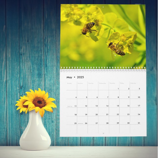 Le beau calendrier des abeilles et fleurs à chaque (Créateur téléchargé)