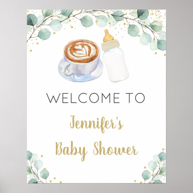 Le bébé brasse du café Affiche de bienvenue de ver (Devant)
