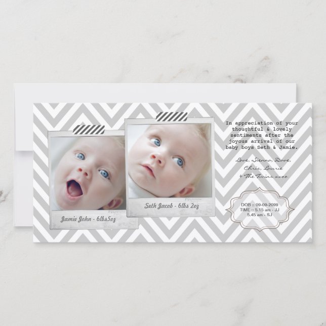 Le bébé JUMELLE le modèle de cartes photos de (Devant)