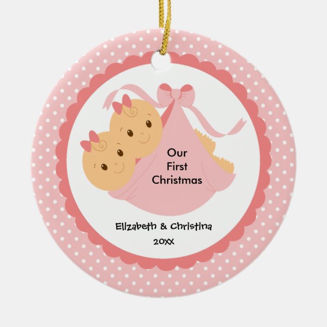 Le bébé jumelle le premier ornement de Noël du (Devant)