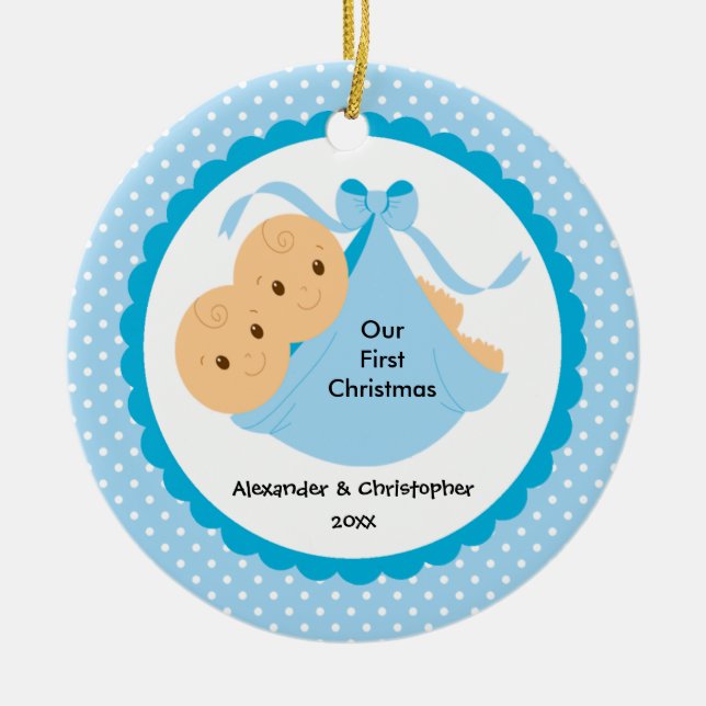 Le bébé jumelle le premier ornement de Noël du (Devant)