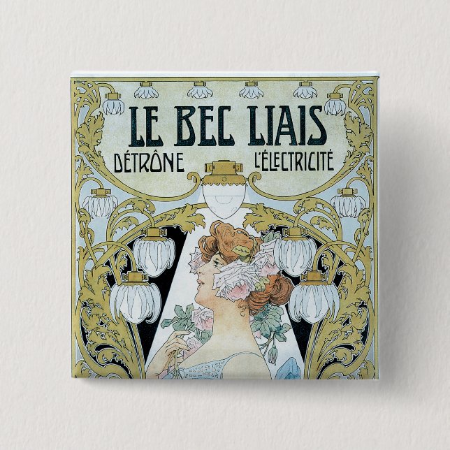 le Bec Lias Dethrone l'Ectricite 2 Inch Square Button (Front)